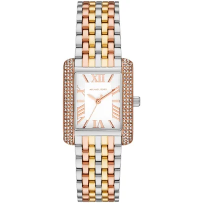 годинник Michael Kors Mini Emery MK4744 триколірний браслет білий циферблат кристали 33 мм