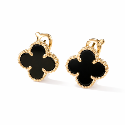 СЕРЕЖКИ ЧОРНИЙ КЛЕВЕР В ЛИМОННОМУ ЗОЛОТІ (очікуємо через 2,5 тижня)