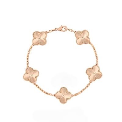 БРАСЛЕТ КЛЕВЕР 5 КВІТОЧОК В РОЖЕВОМУ ЗОЛОТІ