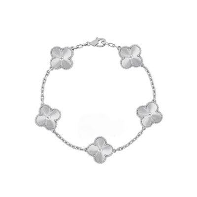 БРАСЛЕТ КЛЕВЕР 5 КВІТОЧОК СРІБНОГО КОЛЬОРУ