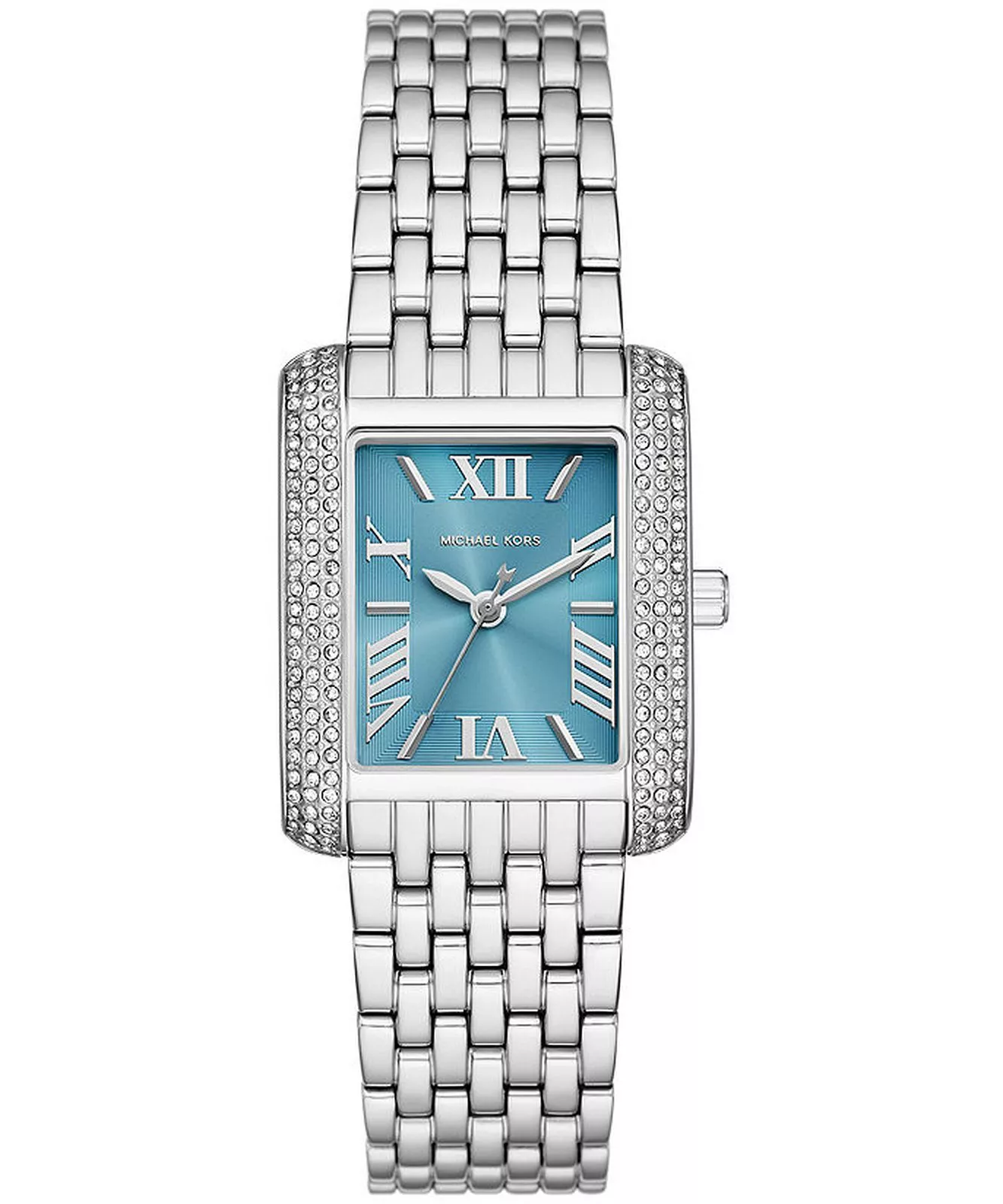 годинник Michael Kors MK4829 сріблястий блакитний циферблат кристали Swarovski 27 мм