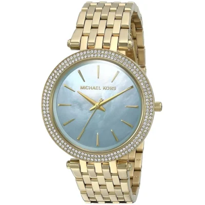 годинник Michael Kors Darci MK3498 золотистий синій циферблат з кристалами 39 мм