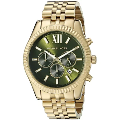 годинник Michael Kors MK8446 золотистий зелений циферблат хронограф 45 мм