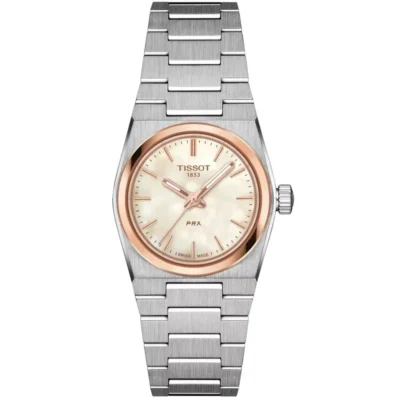 годинник Tissot PRX 25 мм сталевий з рожевим золотом