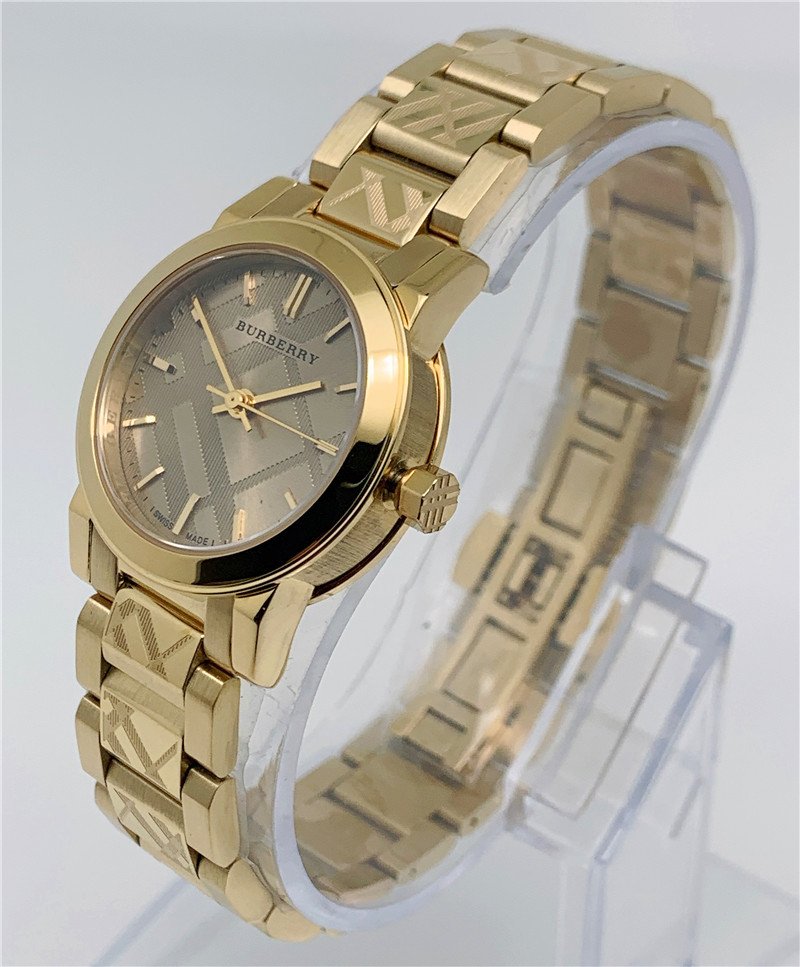 годинник Burberry BU9234 золотистий циферблат фірмовий візерунок 26 мм