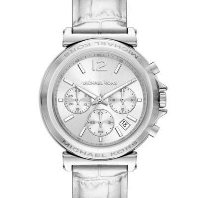 годинник Michael Kors Maren MK7509 сріблястий хронограф ремінець під крокодила 40 мм