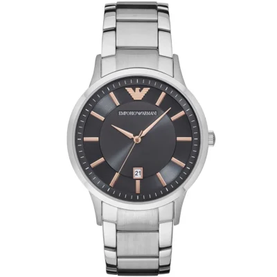 годинник Emporio Armani AR11179 чорний циферблат сталевий браслет 43 мм