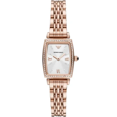 годинник Emporio Armani AR11406 рожеве золото сріблястий циферблат кристали 21 мм