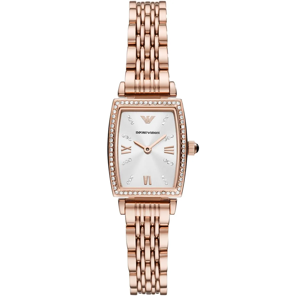 годинник Emporio Armani AR11406 рожеве золото сріблястий циферблат кристали 21 мм