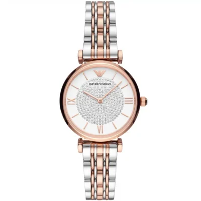 годинник Emporio Armani AR80035 сріблясто-рожевий з кристалами 32 мм