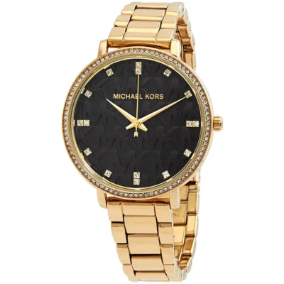 годинник Michael Kors MK4593 золотистий чорний циферблат монограма MK 38 мм