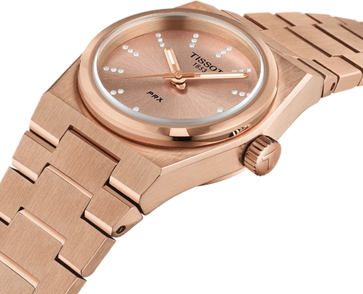 годинник Tissot PRX 25mm T137.010.33.506.00 рожеве золото діаманти 25 мм