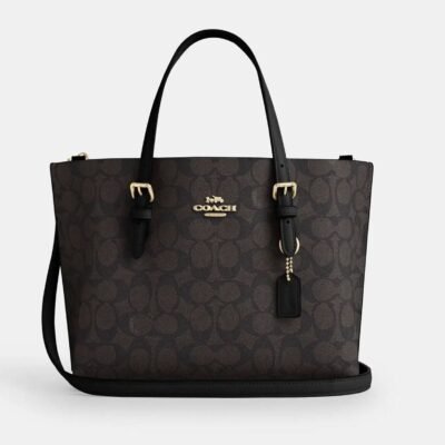 Сумка Coach Mollie Tote Bag 25 коричнева з канвасу та шкіри