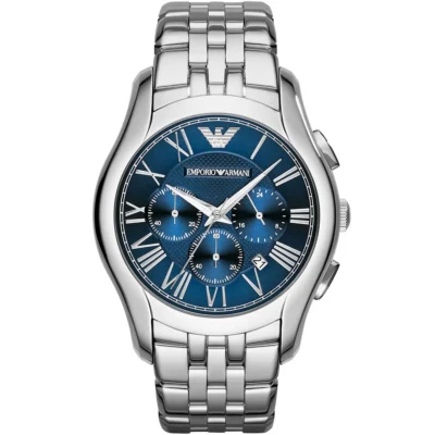 чоловічий годинник Emporio Armani AR1787 сріблястий 45 мм із синім циферблатом