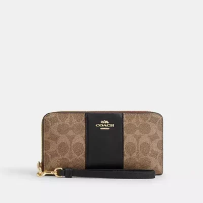 Гаманець Coach коричневий із канвасу та шкіри