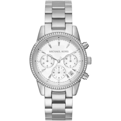 жіночий годинник Michael Kors Ritz MK6428 сріблястий з кристалами 37 мм