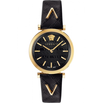 жіночий годинник Versace V-Twist VELS00619 чорний золотистий 36 мм
